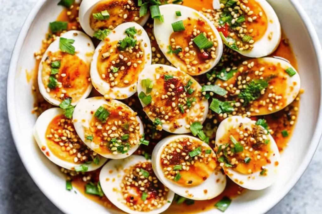 Easy Spicy Chili Garlic Deviled Eggs Recipe