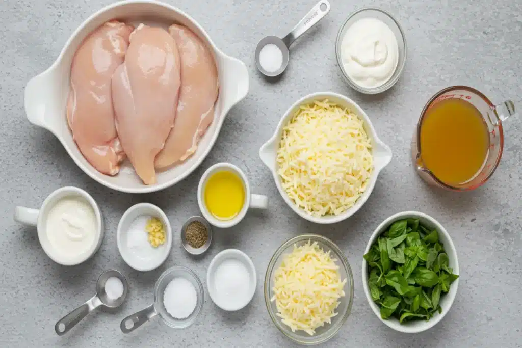 Ingredients For Mozzarella Chicken in Basil Cream Sauce Recipe
