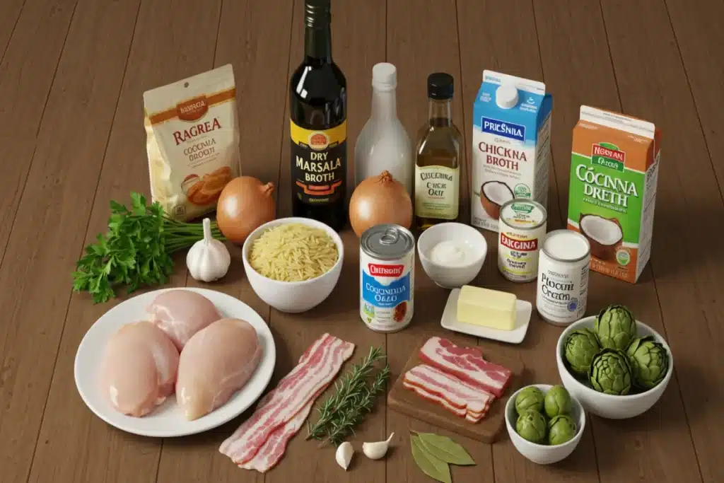 Ingredients for make Chicken Marsala Orzo Recipe