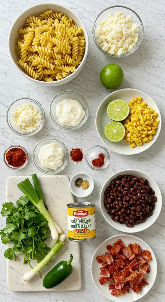 Ingredients For Easy Mexican Street Corn Pasta Salad Recipe