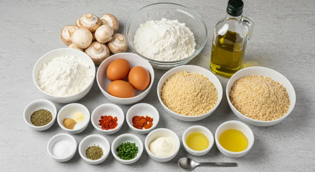 ingredients of Easy Fried Sliced Mushrooms with Ranch